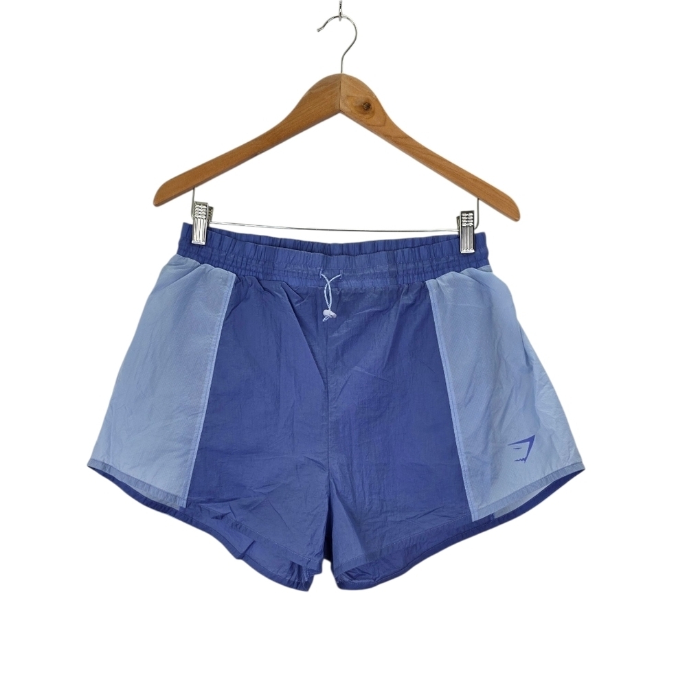 Gymshark Shorts Women's Med Blue Lined Nylon Cross Train Weight Workout Athletic